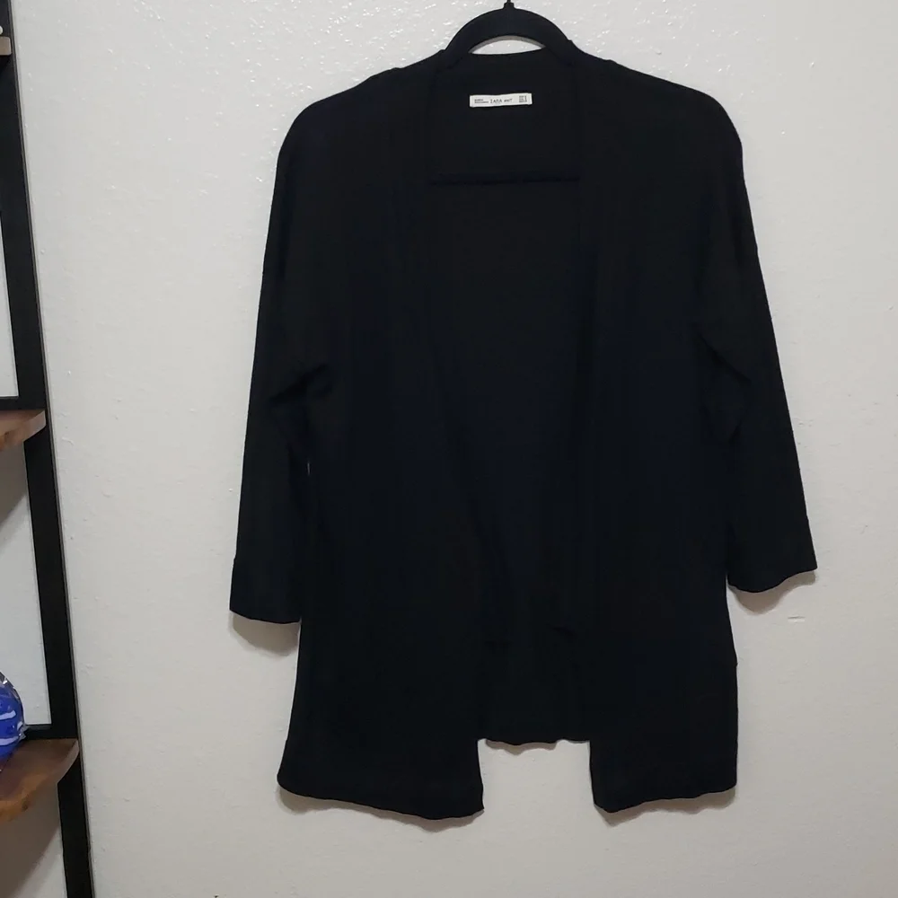 ZARA Black 3/4 Sleeve Pocketed Knit Cardigan, Size S - Picture 5 of 11